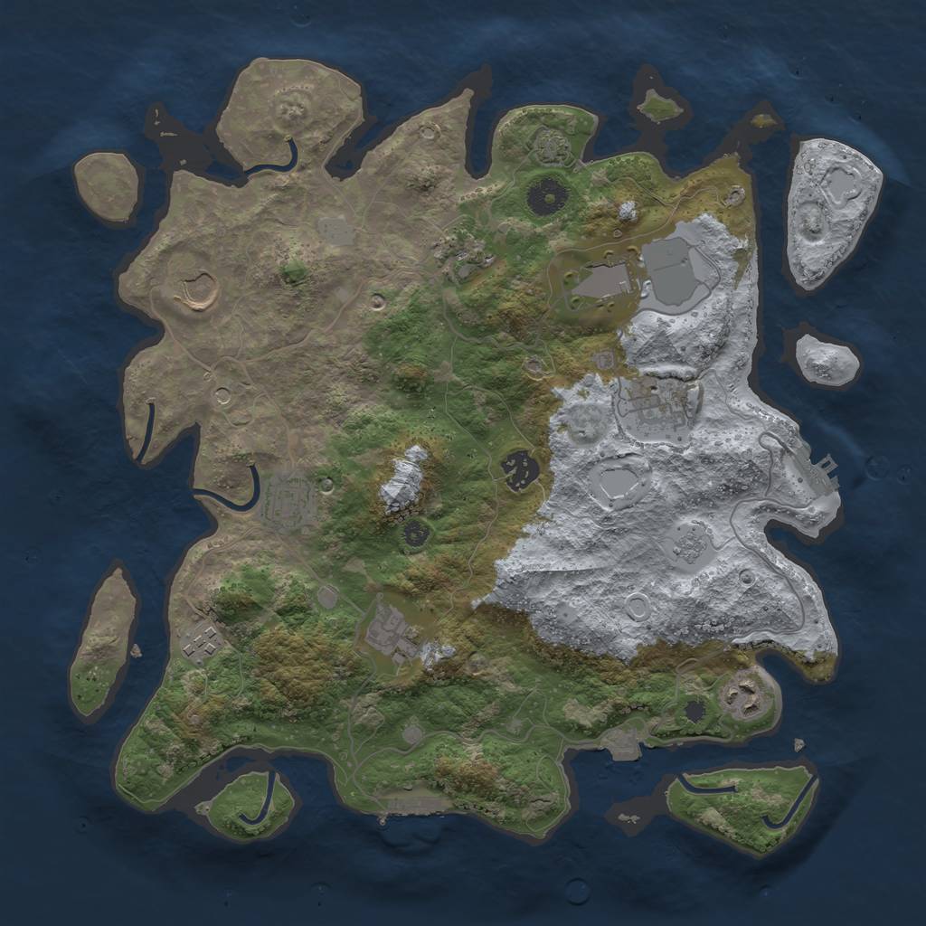 Rust Map: Procedural Map, Size: 3700, Seed: 30813349, 17 Monuments