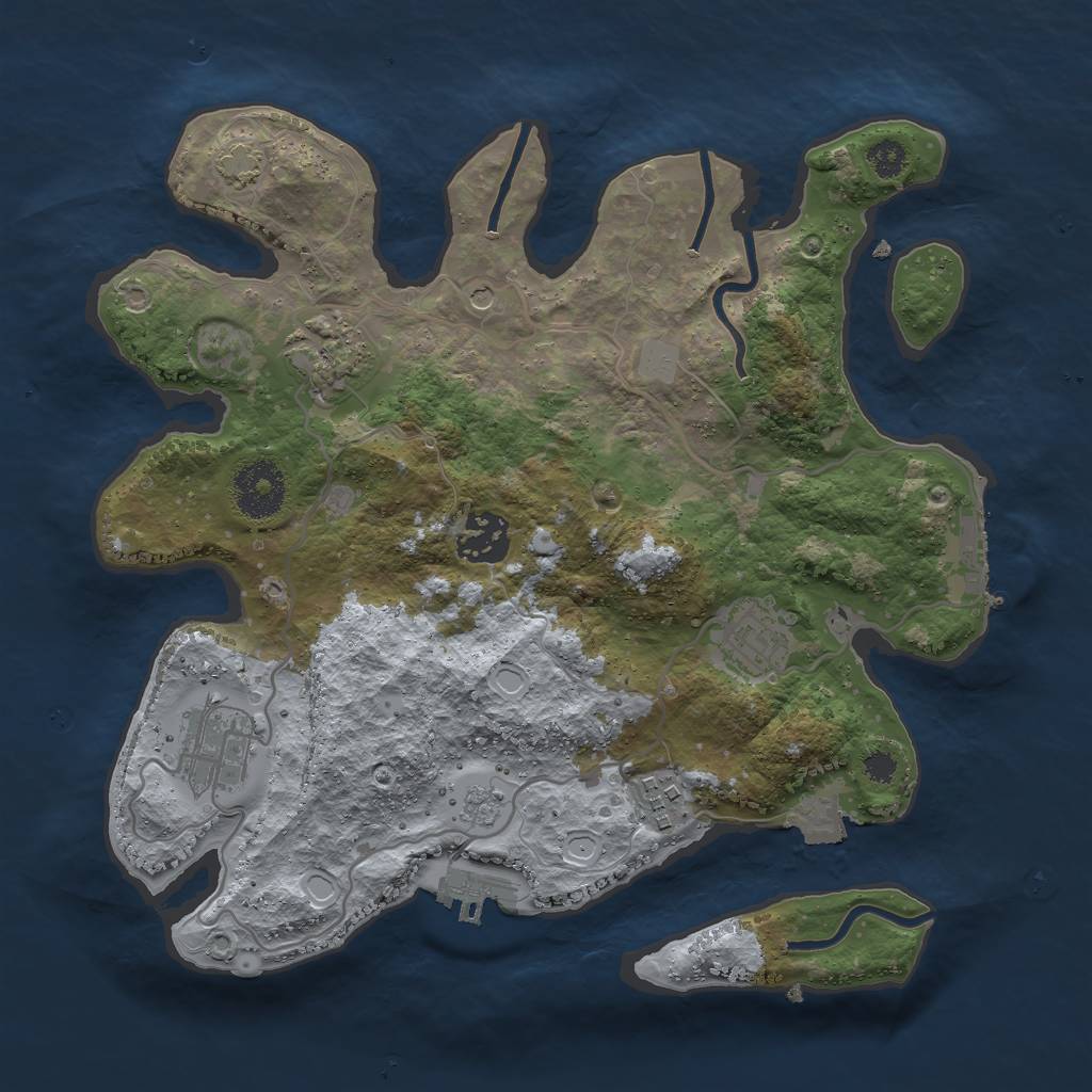 Rust Map: Procedural Map, Size: 3000, Seed: 72696, 13 Monuments