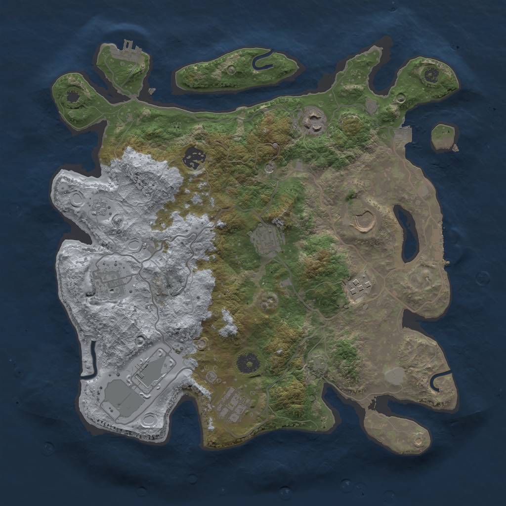 Rust Map: Procedural Map, Size: 3500, Seed: 1842838597, 16 Monuments