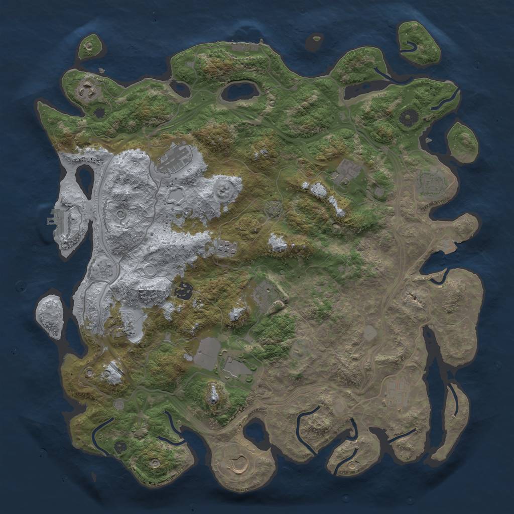 Rust Map: Procedural Map, Size: 4250, Seed: 1786336586, 19 Monuments