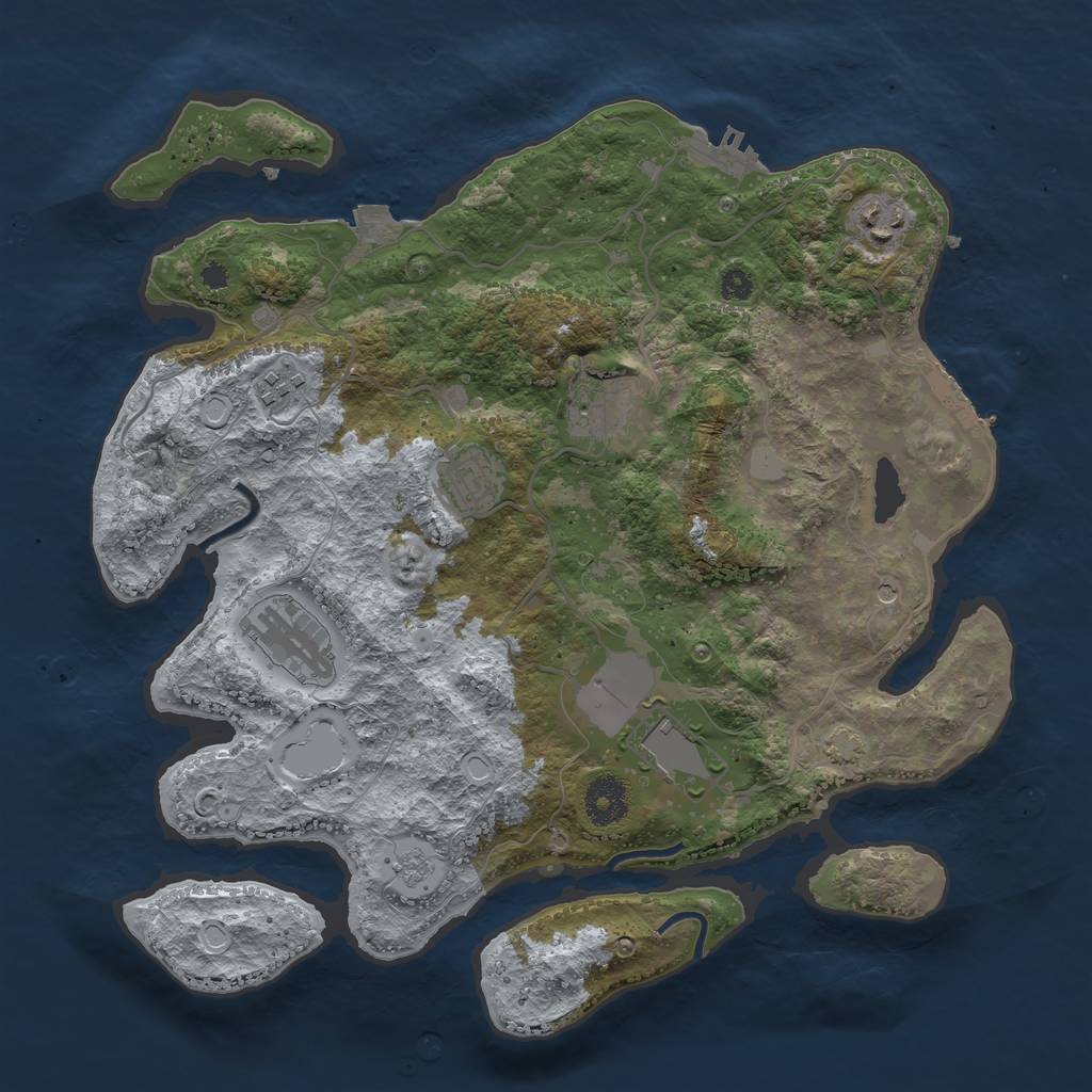 Rust Map: Procedural Map, Size: 3500, Seed: 998093, 14 Monuments