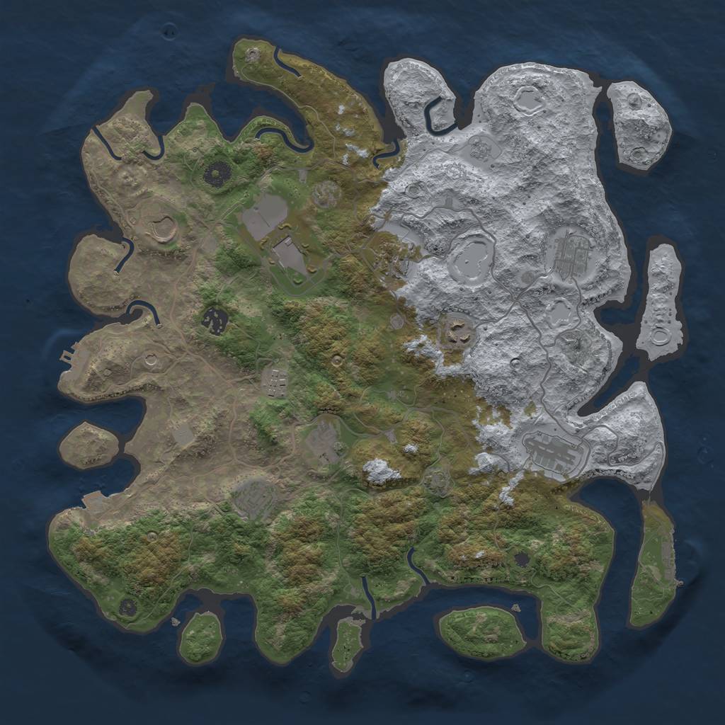 Rust Map: Procedural Map, Size: 4096, Seed: 1071436785, 18 Monuments