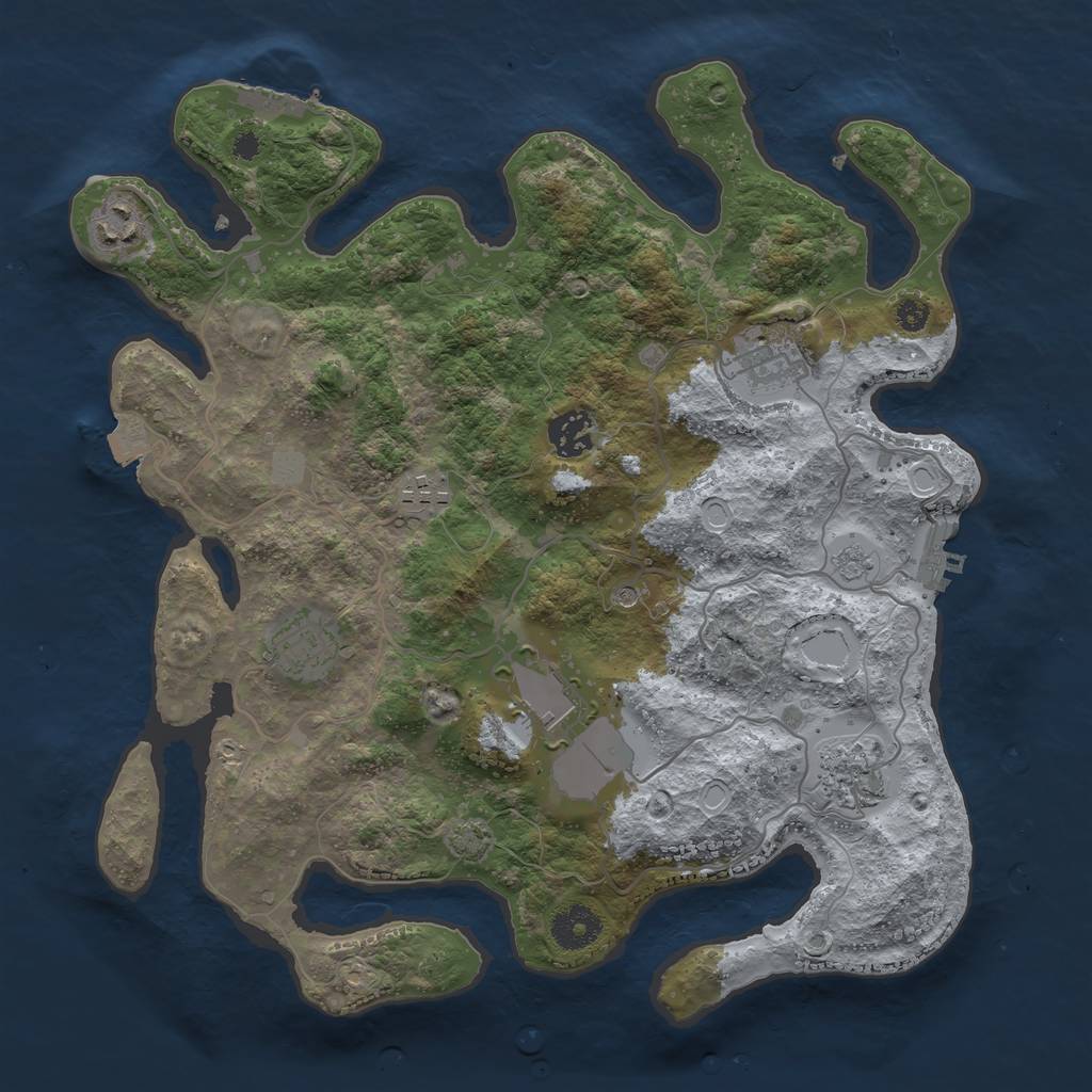 Rust Map: Procedural Map, Size: 3500, Seed: 874108575, 15 Monuments