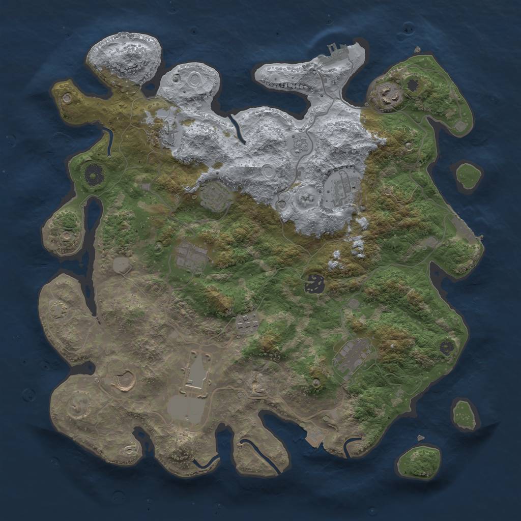 Rust Map: Procedural Map, Size: 3800, Seed: 342621045, 18 Monuments