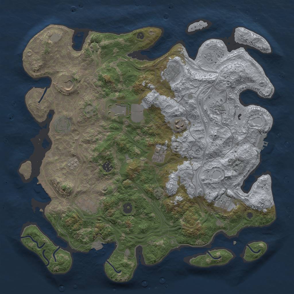 Rust Map: Procedural Map, Size: 4250, Seed: 100053, 19 Monuments