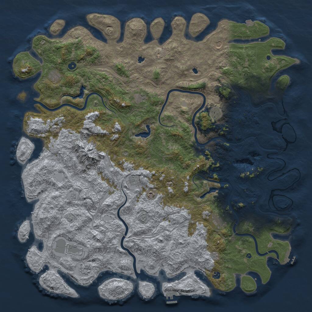 Rust Map: Procedural Map, Size: 6000, Seed: 456921, 17 Monuments