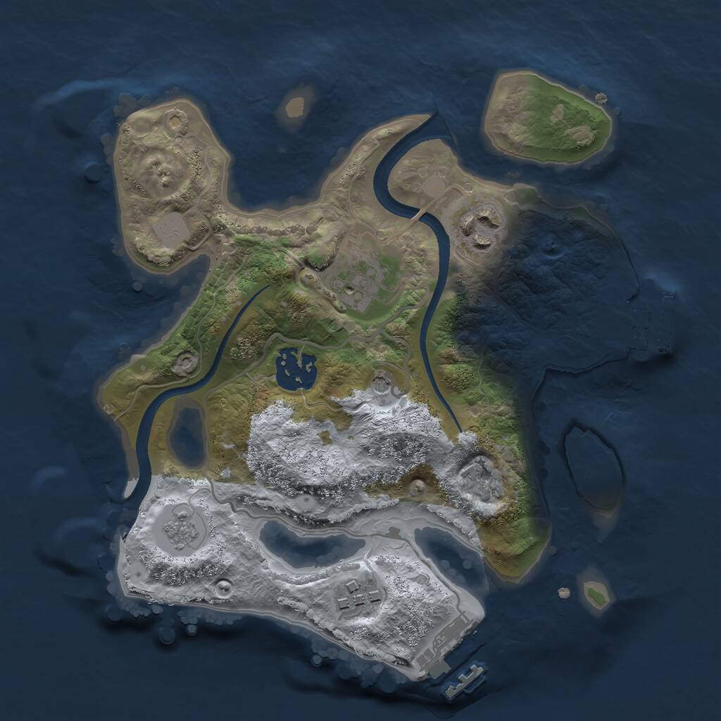 Rust Map: Procedural Map, Size: 2500, Seed: 3585365, 9 Monuments