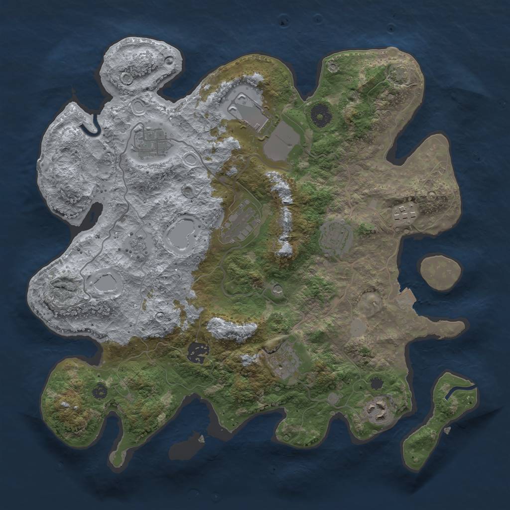 Rust Map: Procedural Map, Size: 3500, Seed: 1242930348, 14 Monuments