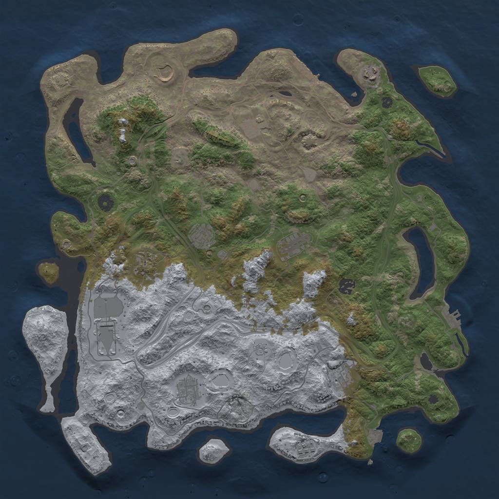Rust Map: Procedural Map, Size: 4500, Seed: 1836538884, 19 Monuments