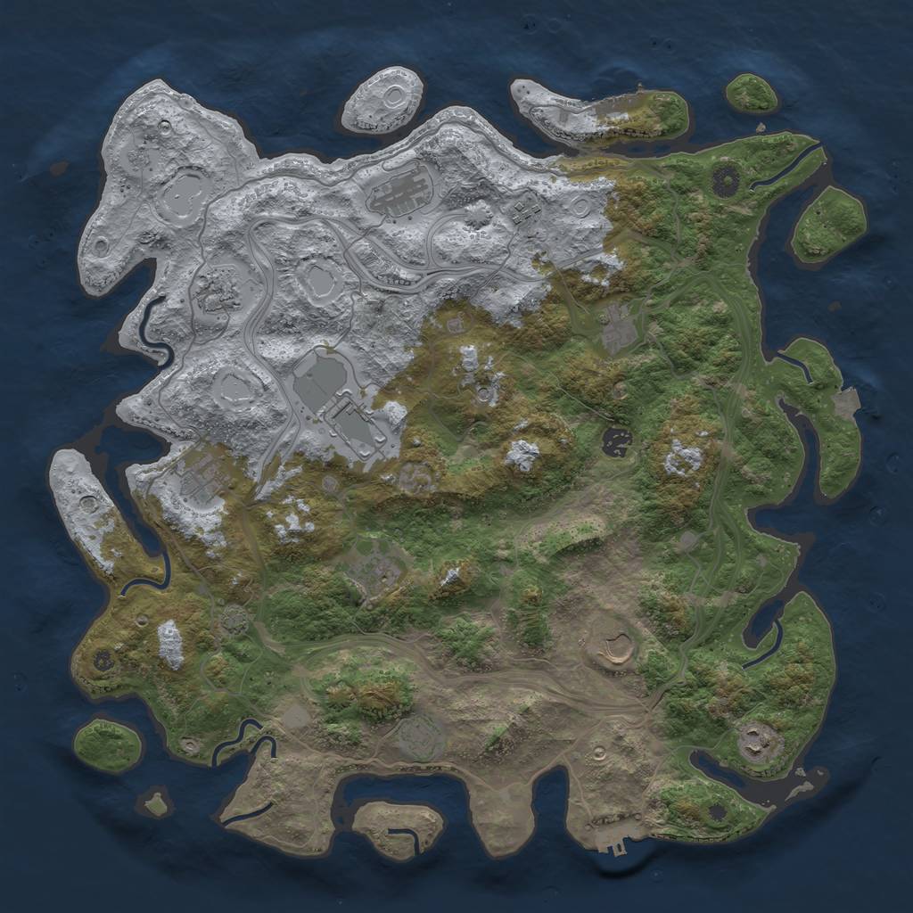 Rust Map: Procedural Map, Size: 4500, Seed: 845441, 19 Monuments