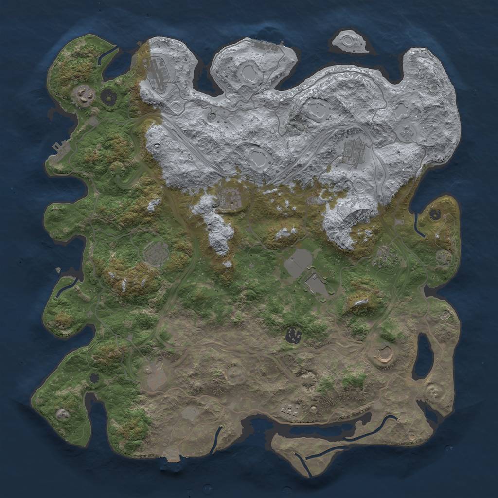 Rust Map: Procedural Map, Size: 4500, Seed: 1541608610, 19 Monuments