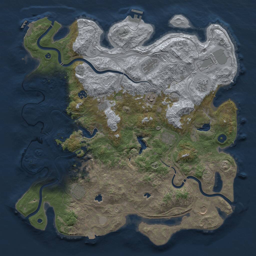 Rust Map: Procedural Map, Size: 4500, Seed: 1541608610, 17 Monuments