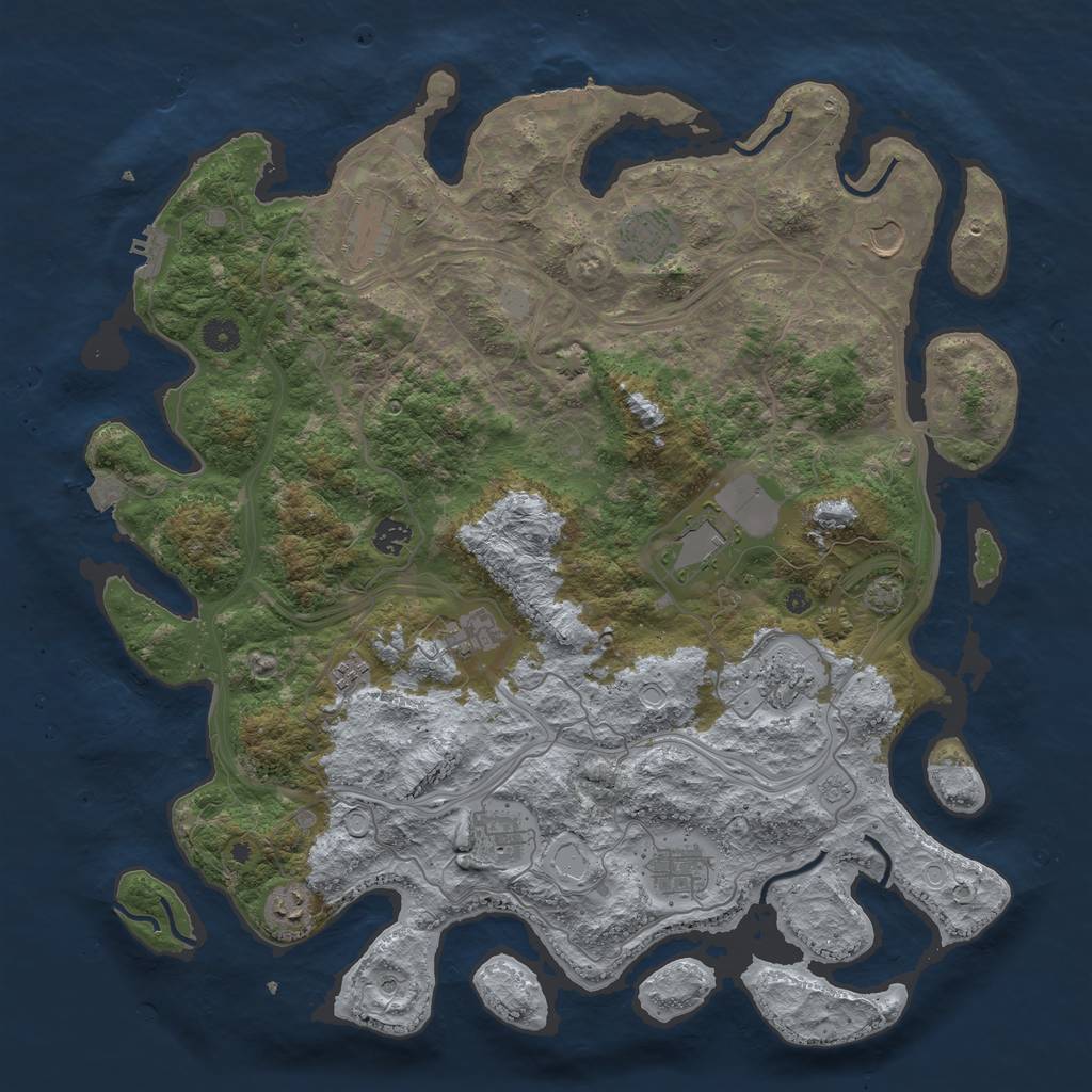 Rust Map: Procedural Map, Size: 4500, Seed: 1066045504, 19 Monuments