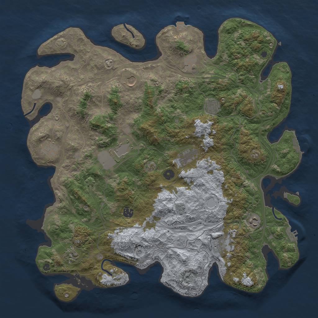 Rust Map: Procedural Map, Size: 4500, Seed: 369725417, 19 Monuments