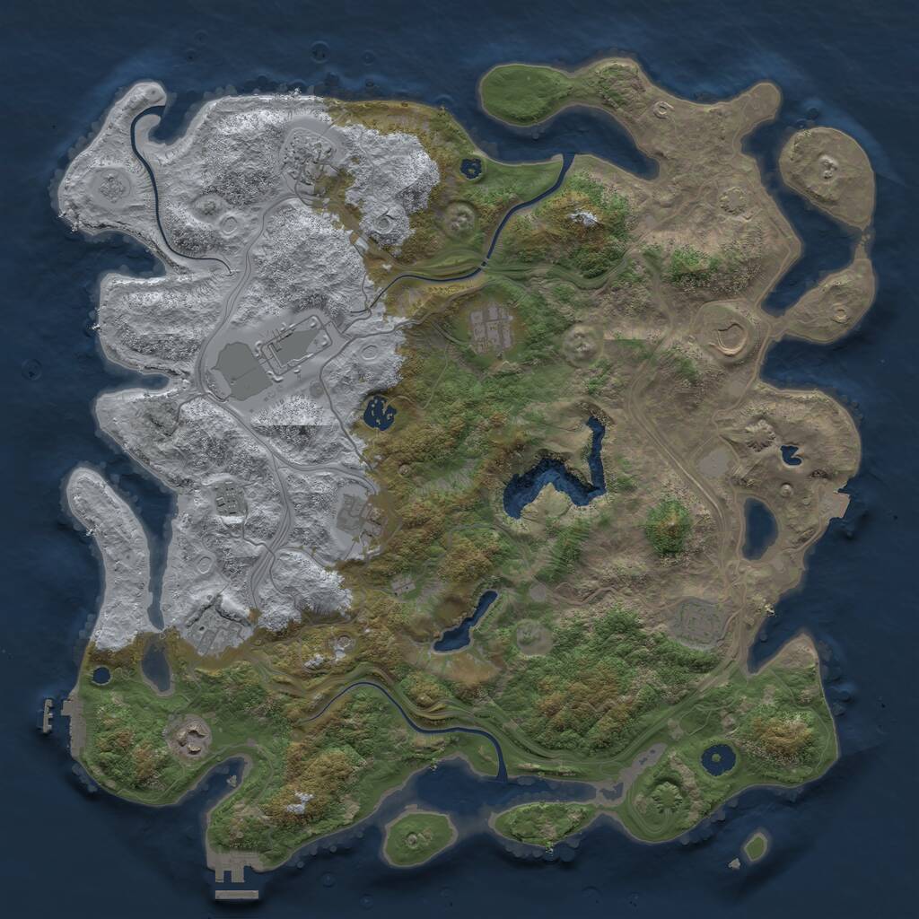 Rust Map: Procedural Map, Size: 4300, Seed: 43001949, 16 Monuments