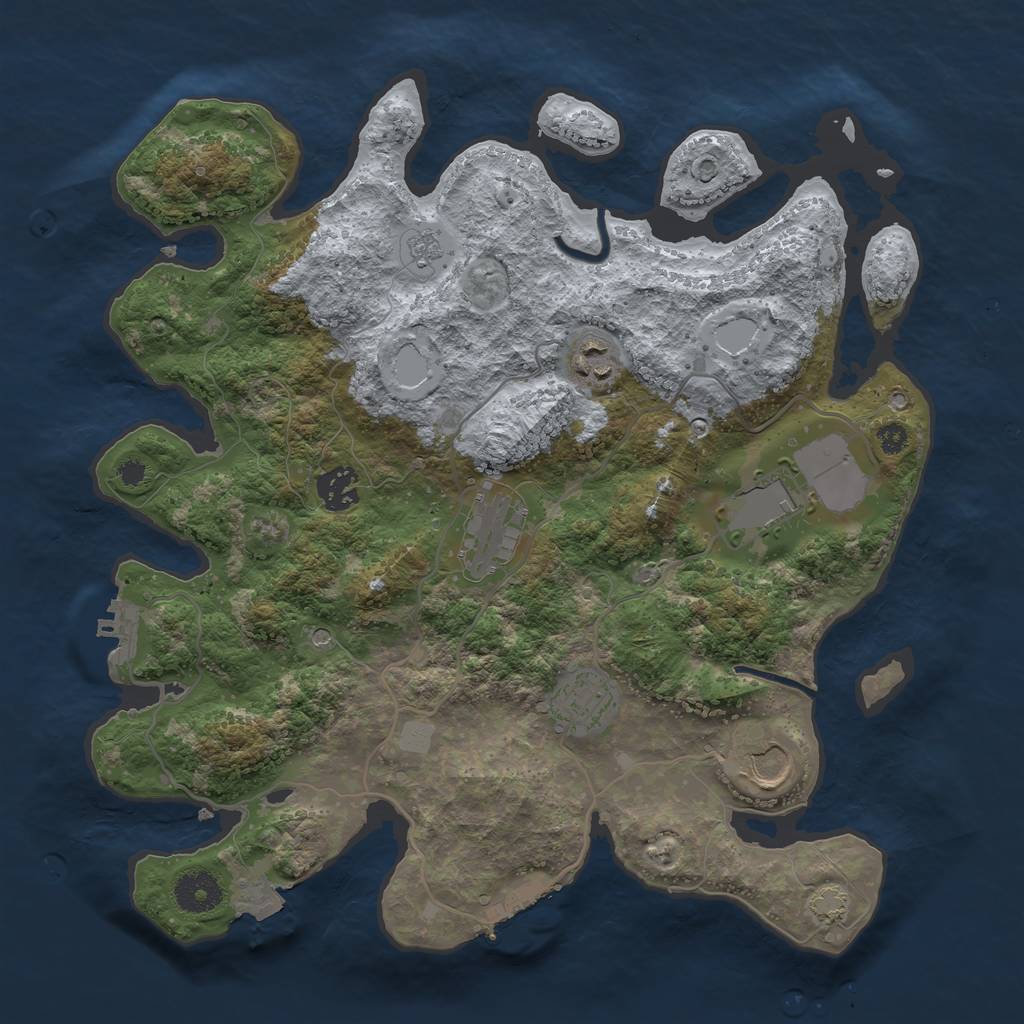 Rust Map: Procedural Map, Size: 3500, Seed: 23159486, 14 Monuments
