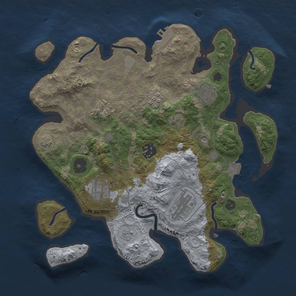 Rust Map: Procedural Map, Size: 3000, Seed: 871641707, 13 Monuments