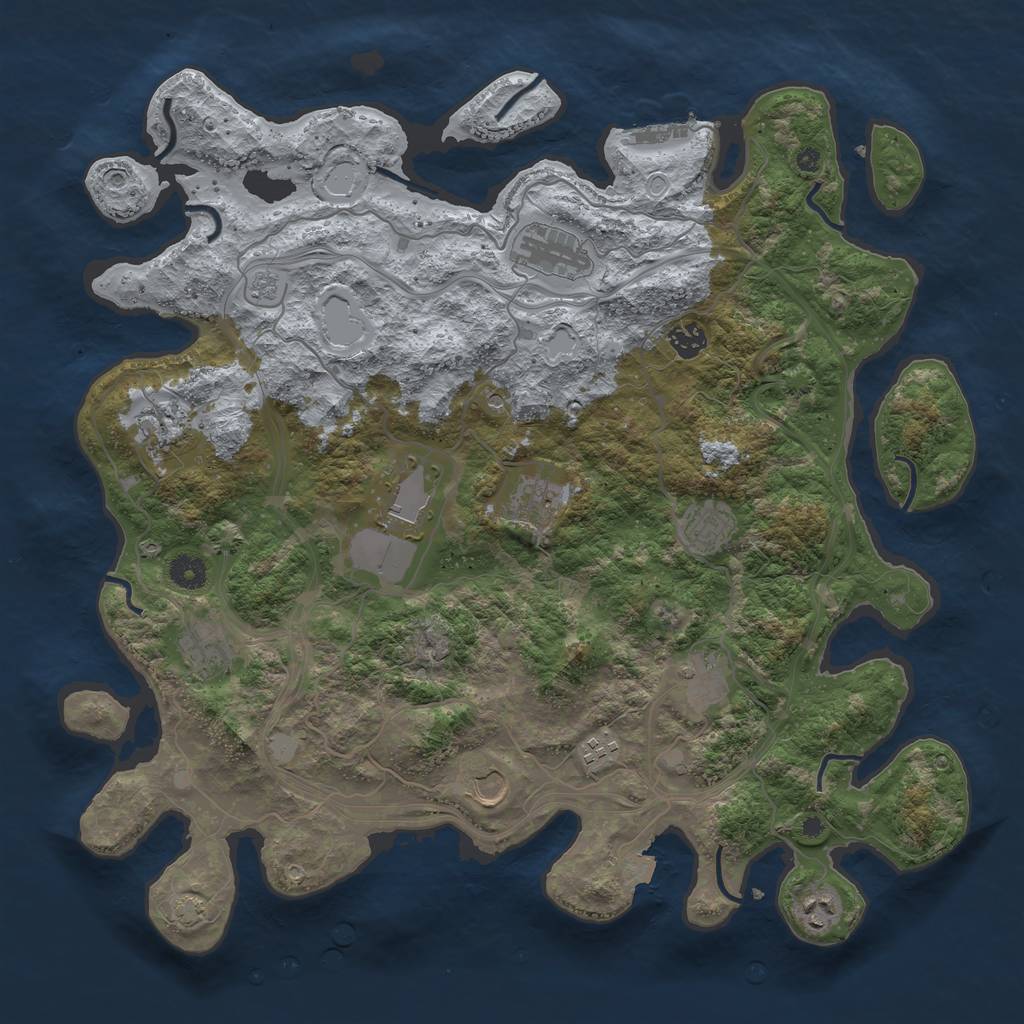 Rust Map: Procedural Map, Size: 4250, Seed: 1343041865, 18 Monuments