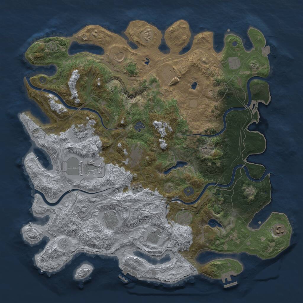 Rust Map: Procedural Map, Size: 4500, Seed: 1869284405, 19 Monuments