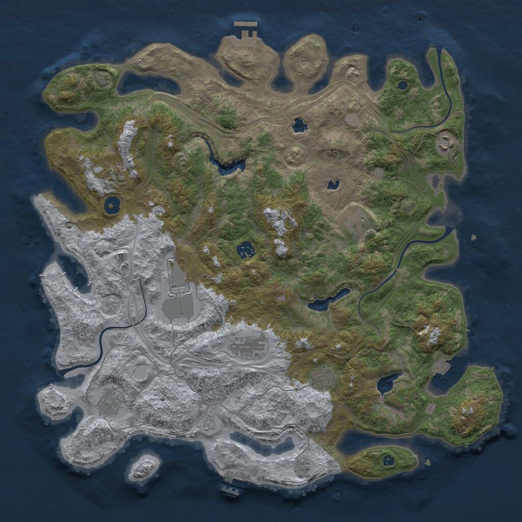 Rust Map: Procedural Map, Size: 4500, Seed: 1869284405, 15 Monuments