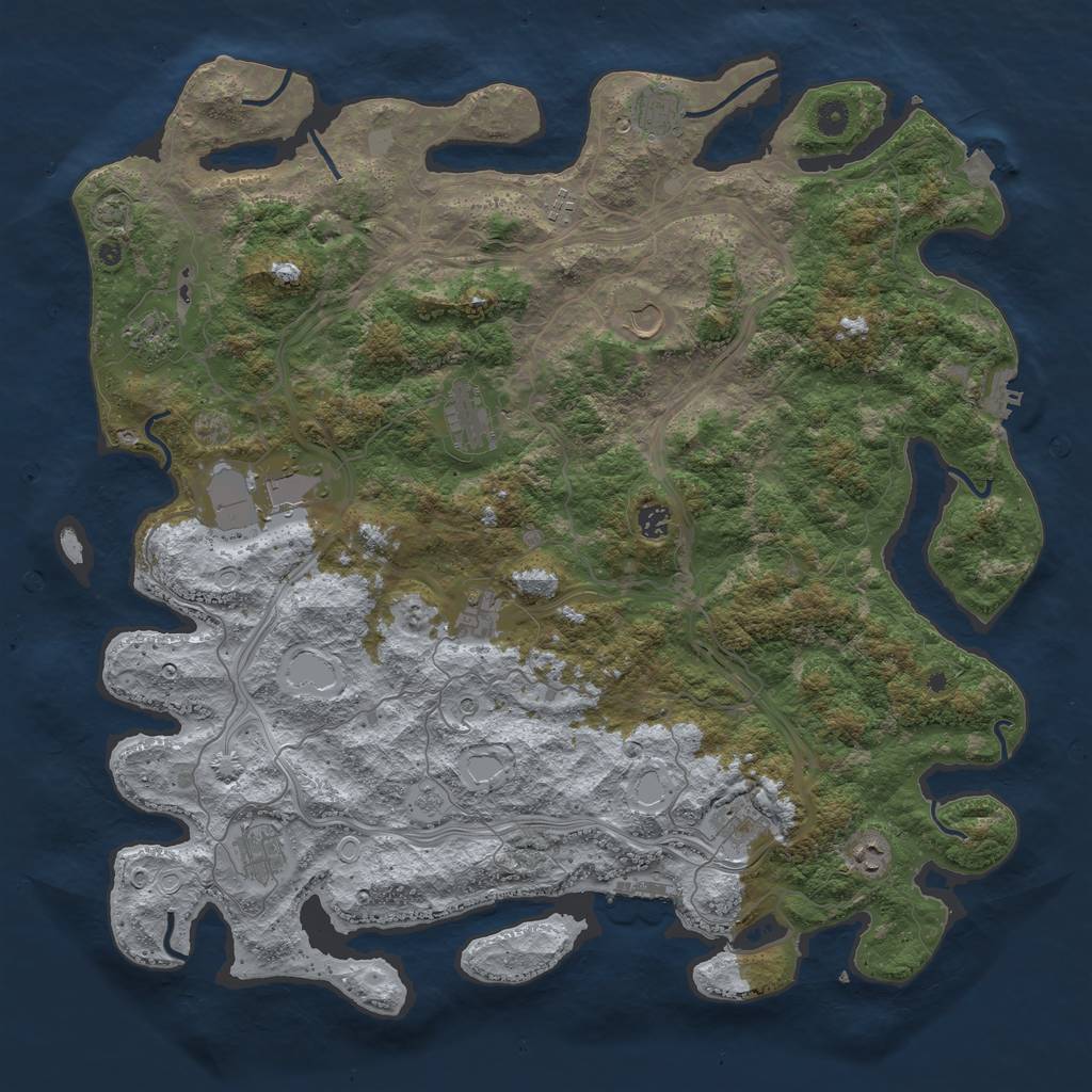 Rust Map: Procedural Map, Size: 4800, Seed: 314159, 19 Monuments