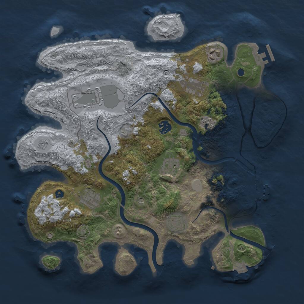 Rust Map: Procedural Map, Size: 3500, Seed: 2120430730, 14 Monuments