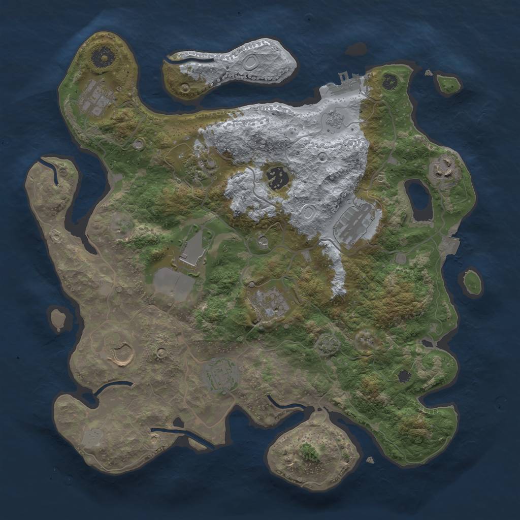 Rust Map: Procedural Map, Size: 3500, Seed: 1389193643, 16 Monuments