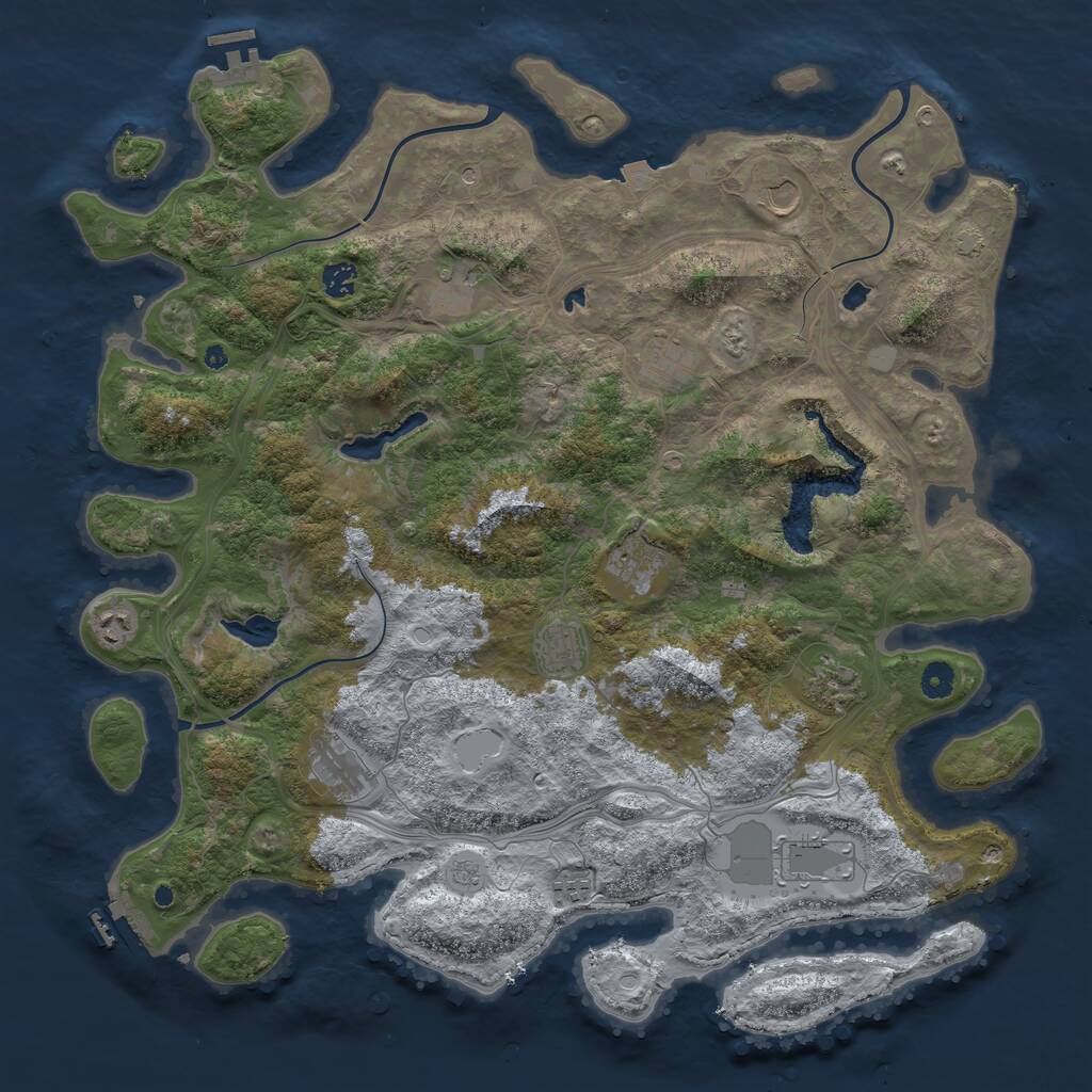 Rust Map: Procedural Map, Size: 4600, Seed: 1806763427, 17 Monuments