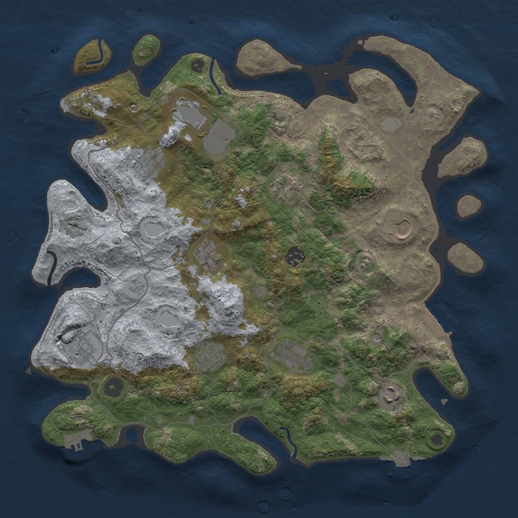 Rust Map: Procedural Map, Size: 4000, Seed: 1672476796, 18 Monuments