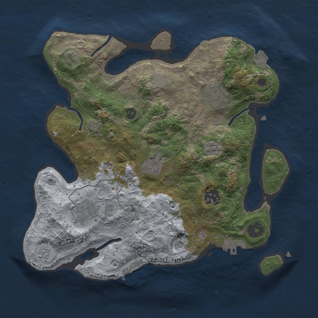 Rust Map: Procedural Map, Size: 3000, Seed: 1501897560, 13 Monuments