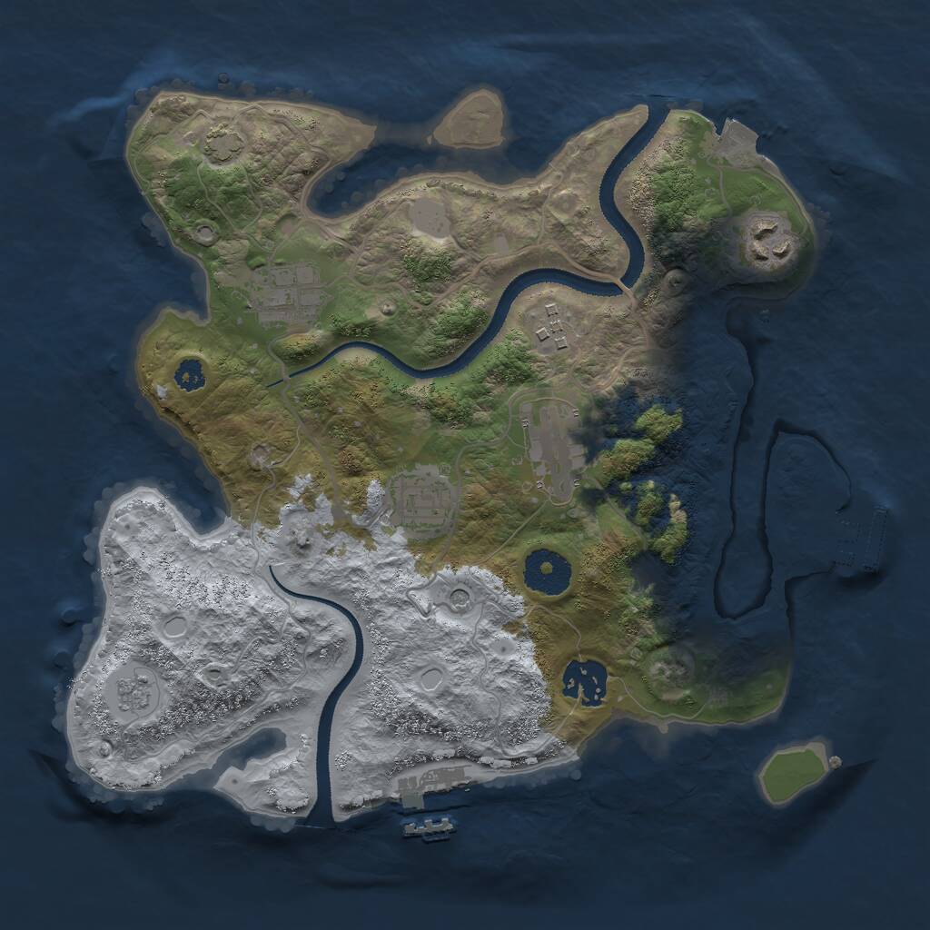Rust Map: Procedural Map, Size: 3000, Seed: 1501897560, 12 Monuments