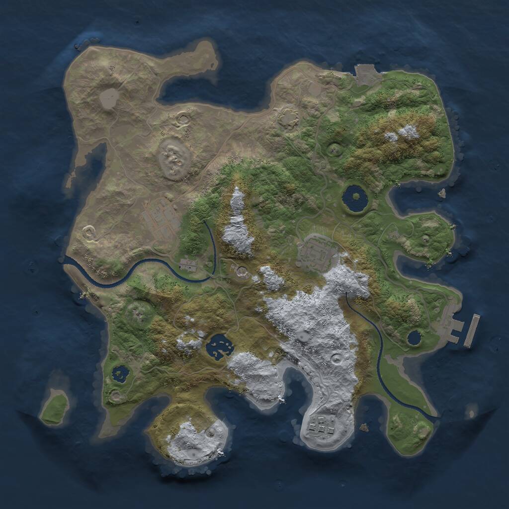 Rust Map: Procedural Map, Size: 3000, Seed: 1183125321, 8 Monuments