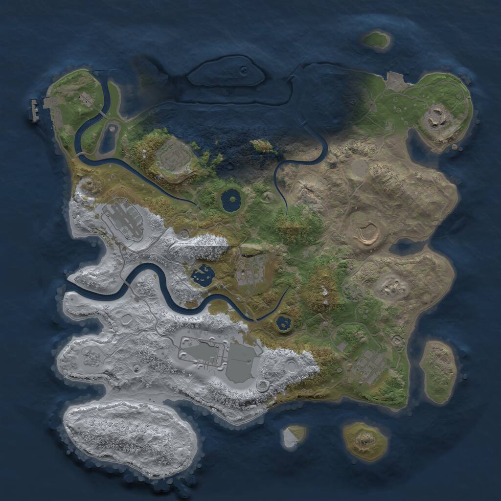 Rust Map: Procedural Map, Size: 3500, Seed: 1789299913, 13 Monuments