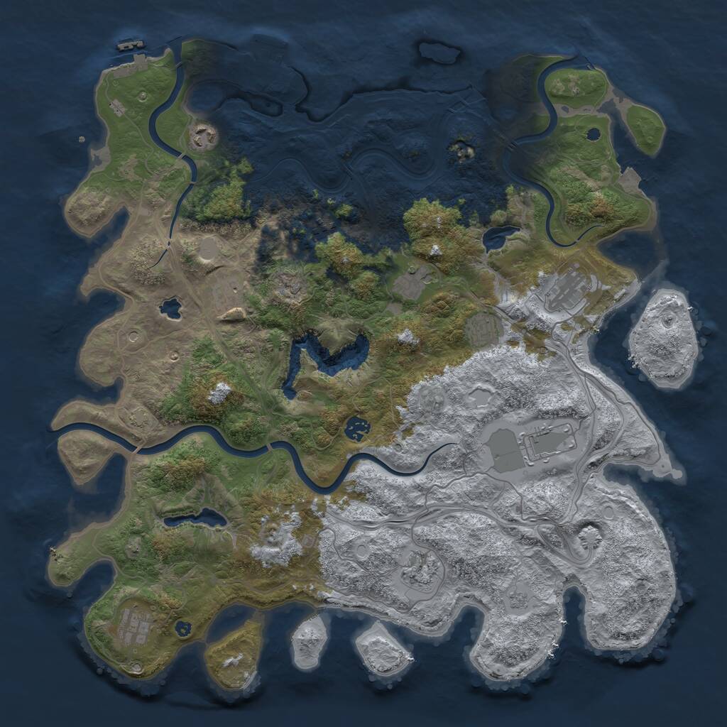 Rust Map: Procedural Map, Size: 4500, Seed: 873548, 16 Monuments
