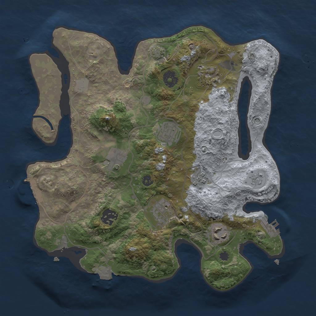 Rust Map: Procedural Map, Size: 3000, Seed: 389732918, 14 Monuments