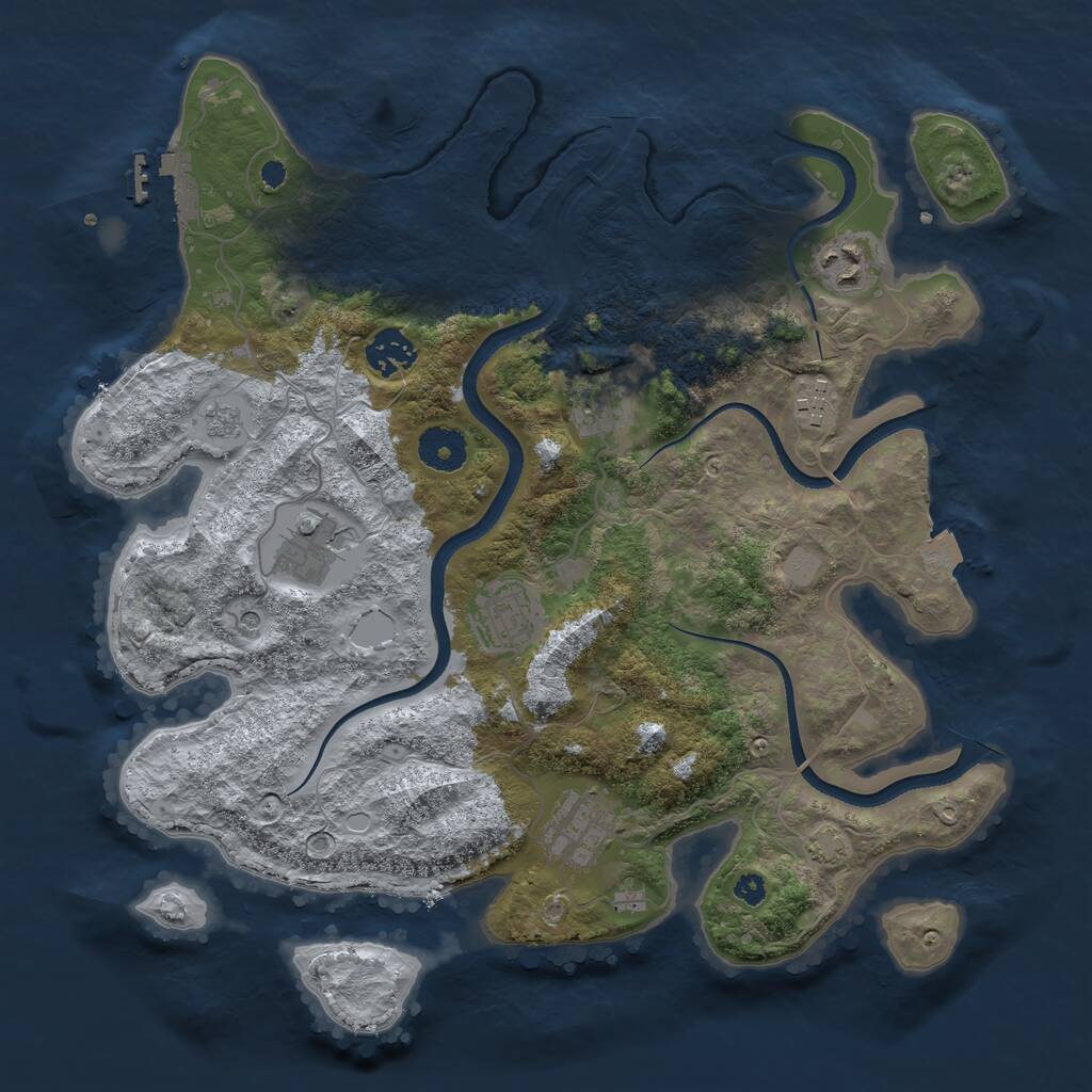 Rust Map: Procedural Map, Size: 3500, Seed: 659378534, 12 Monuments