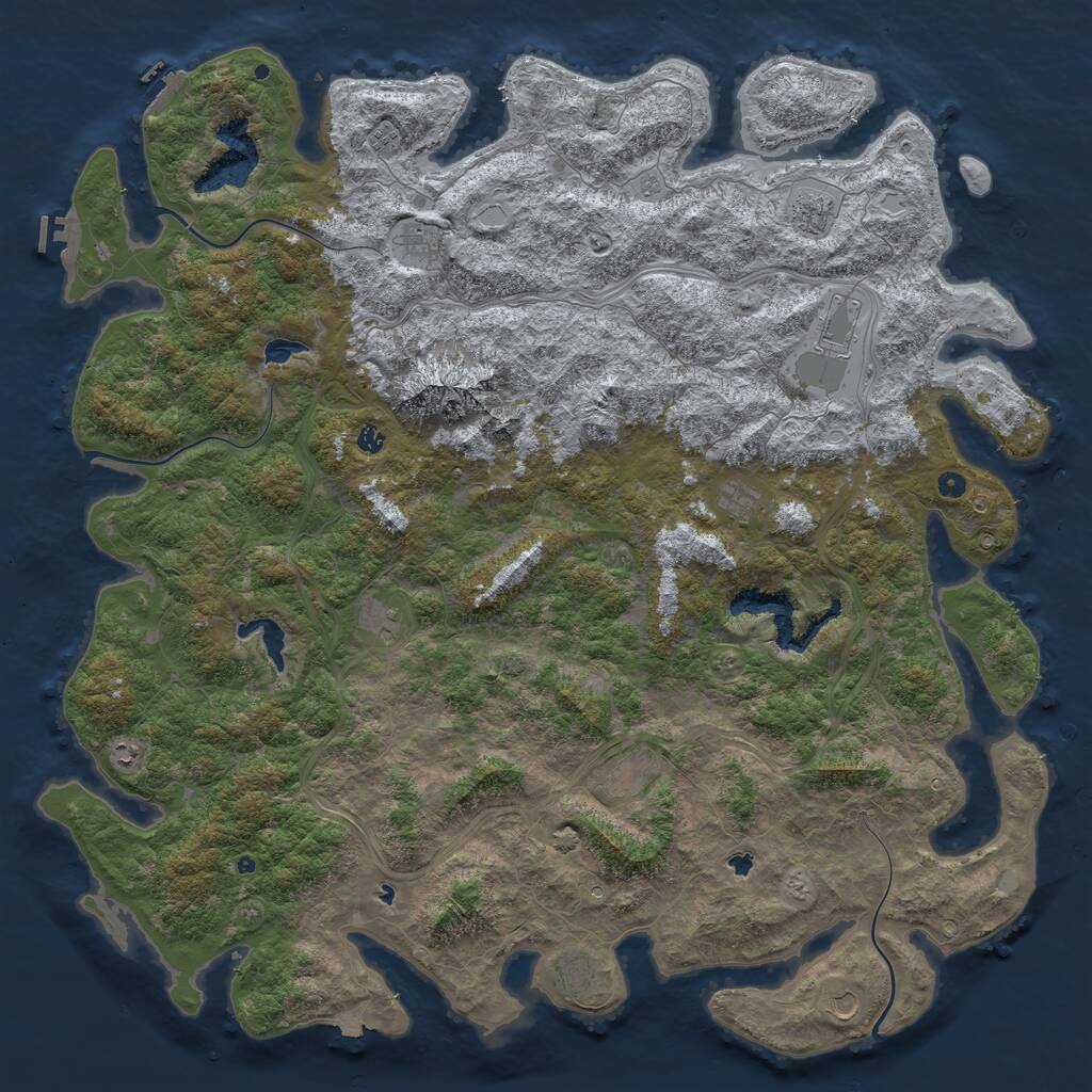 Rust Map: Procedural Map, Size: 6000, Seed: 123423445, 17 Monuments