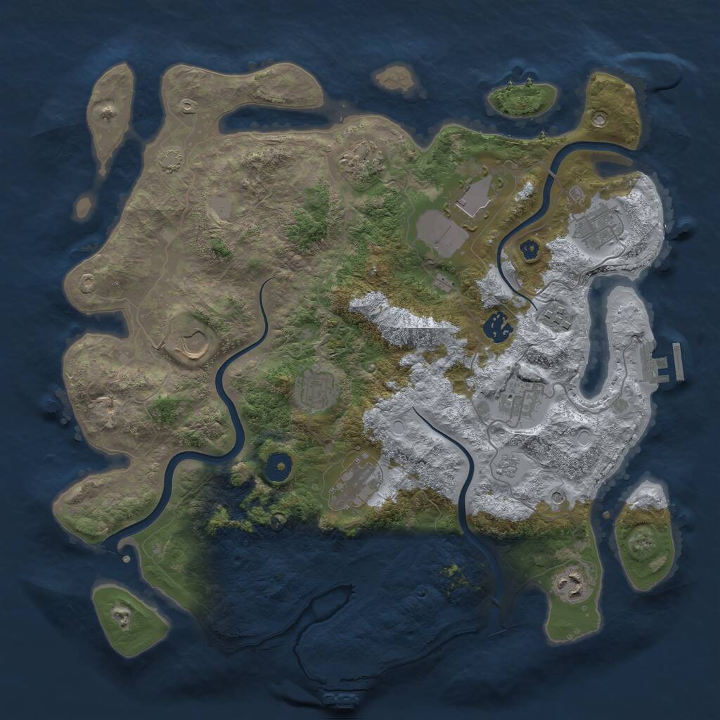 Rust Map: Procedural Map, Size: 3800, Seed: 1298234, 16 Monuments