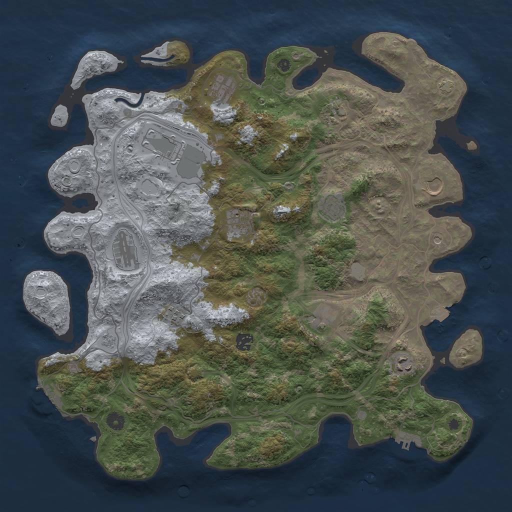 Rust Map: Procedural Map, Size: 4250, Seed: 709560886, 19 Monuments