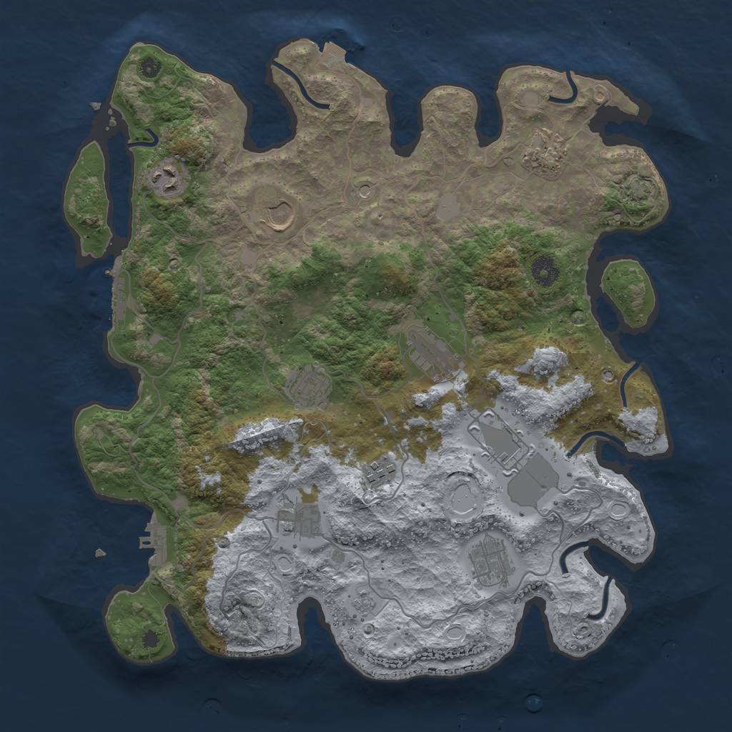 Rust Map: Procedural Map, Size: 3750, Seed: 514062, 17 Monuments