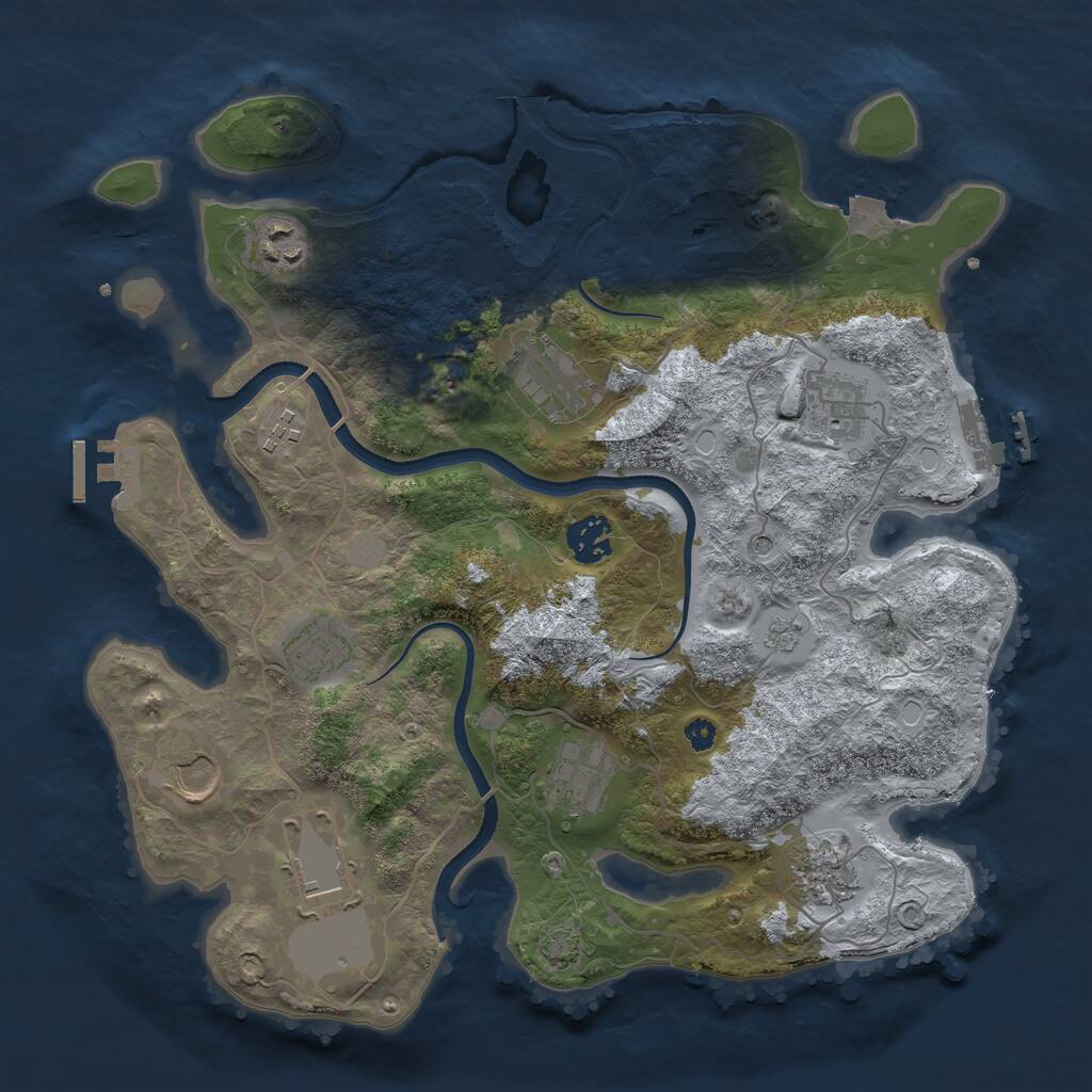 Rust Map: Procedural Map, Size: 3500, Seed: 945628987, 16 Monuments
