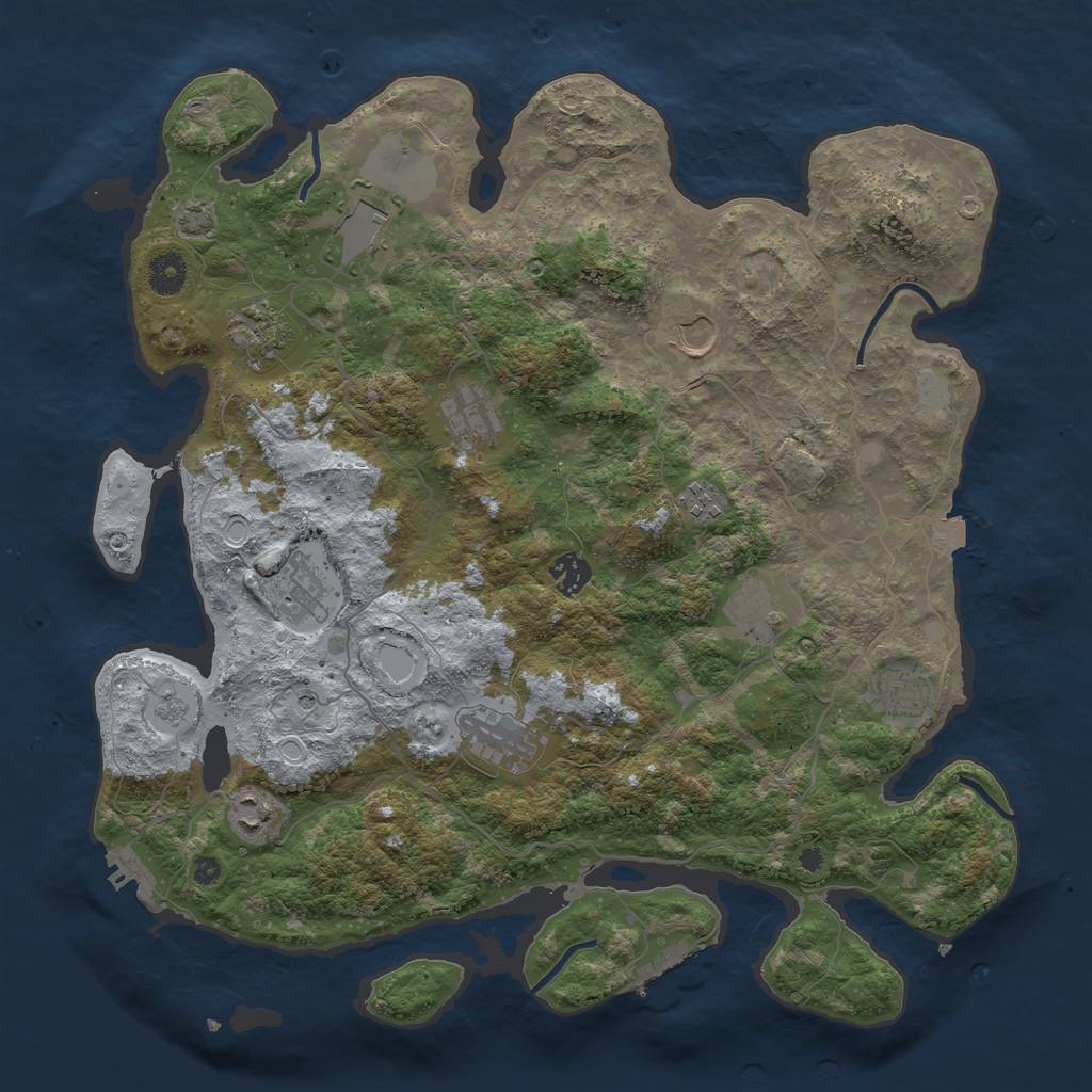 Rust Map: Procedural Map, Size: 4000, Seed: 87906, 19 Monuments