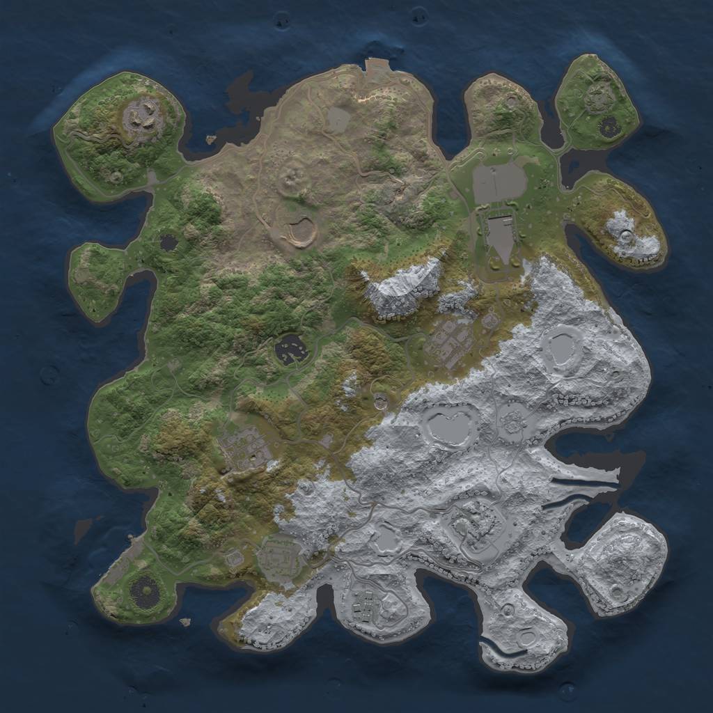 Rust Map: Procedural Map, Size: 3500, Seed: 589887482, 16 Monuments