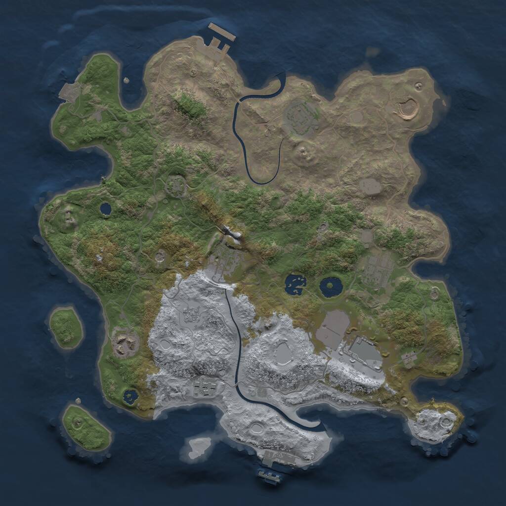 Rust Map: Procedural Map, Size: 3500, Seed: 475938894, 14 Monuments