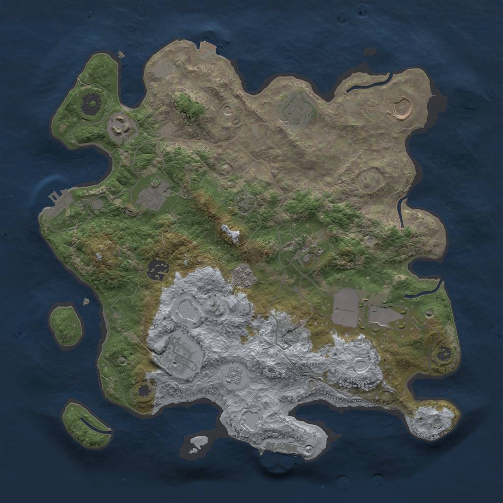 Rust Map: Procedural Map, Size: 3500, Seed: 475938894, 17 Monuments