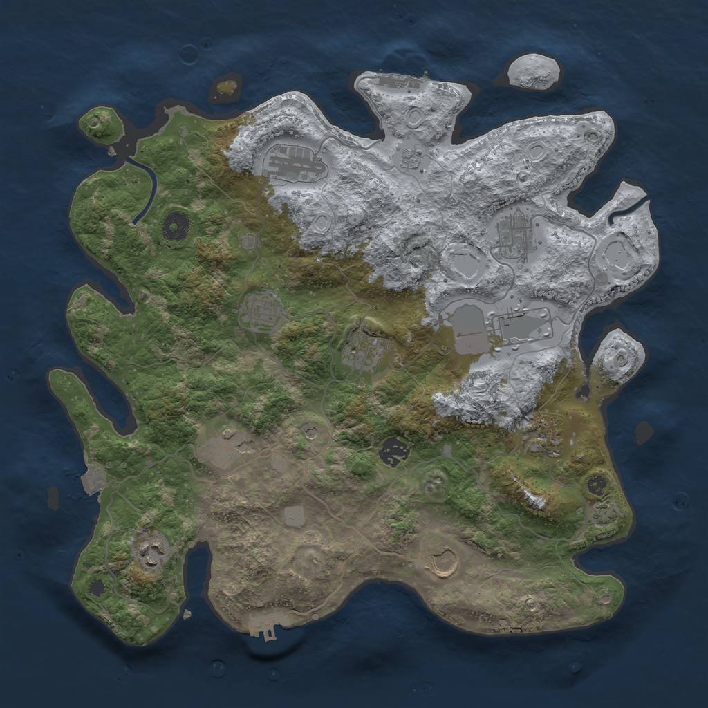 Rust Map: Procedural Map, Size: 3750, Seed: 876378906, 18 Monuments