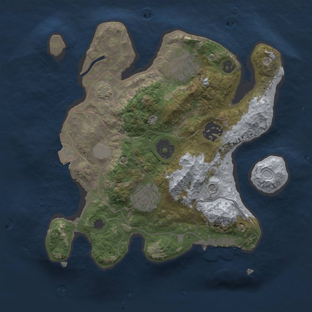Rust Map: Procedural Map, Size: 2500, Seed: 982111074, 9 Monuments