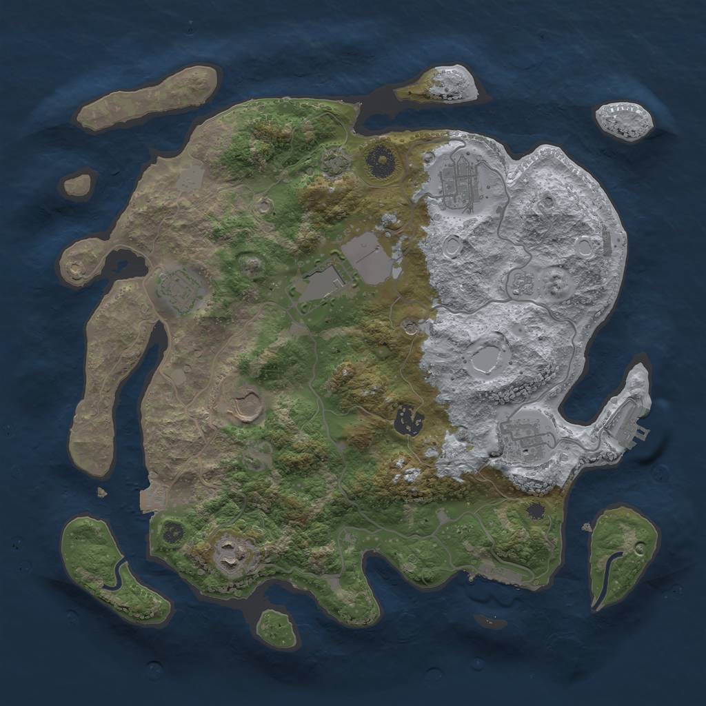 Rust Map: Procedural Map, Size: 3500, Seed: 1819116857, 15 Monuments