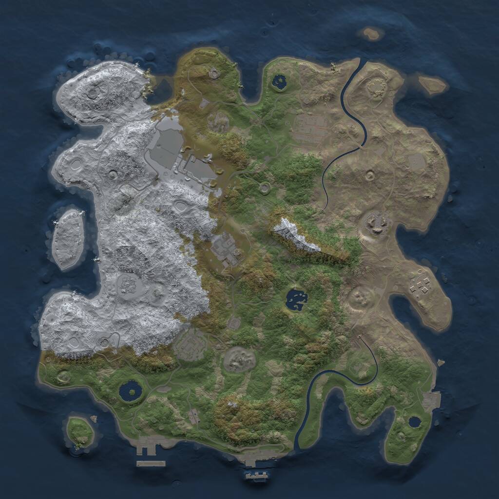Rust Map: Procedural Map, Size: 3500, Seed: 90923058, 13 Monuments