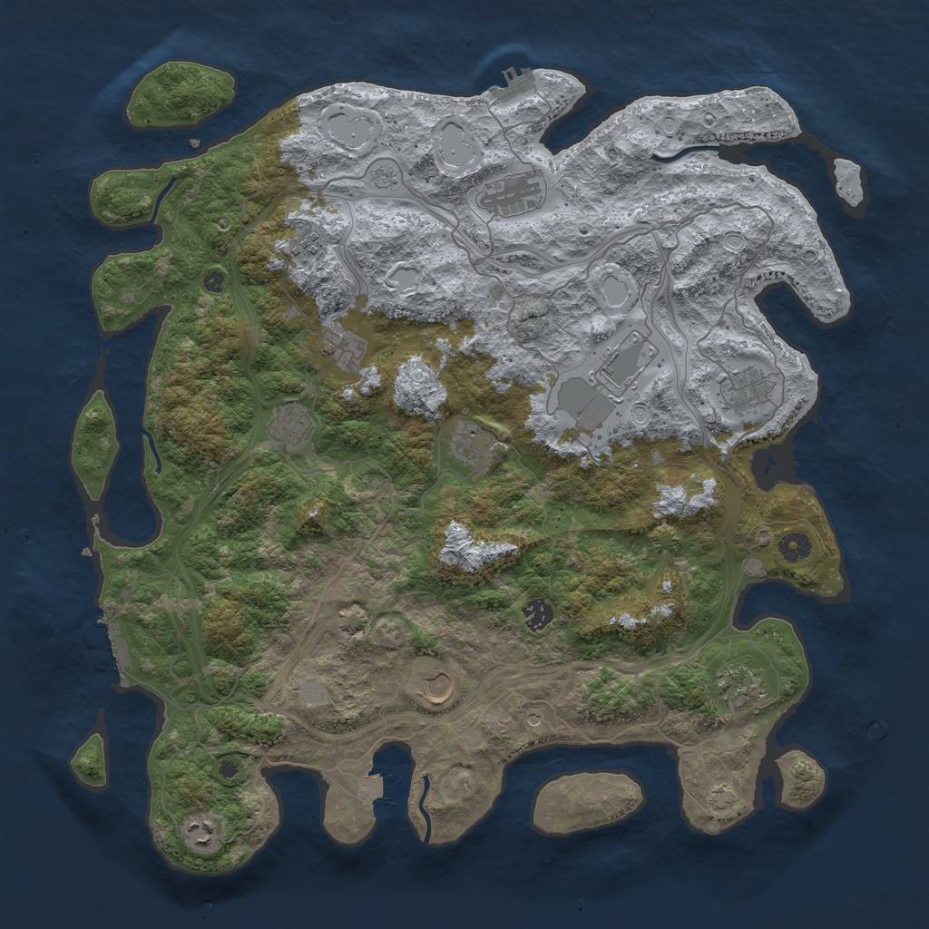 Rust Map: Procedural Map, Size: 4500, Seed: 881764529, 19 Monuments